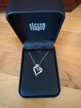 Silver Open Heart Pendant Necklace - Silver